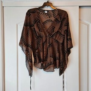 Vintage Goddess Shirt Chocolate Brown Fairy Whimsical Flowy Babydoll Sheer 2X